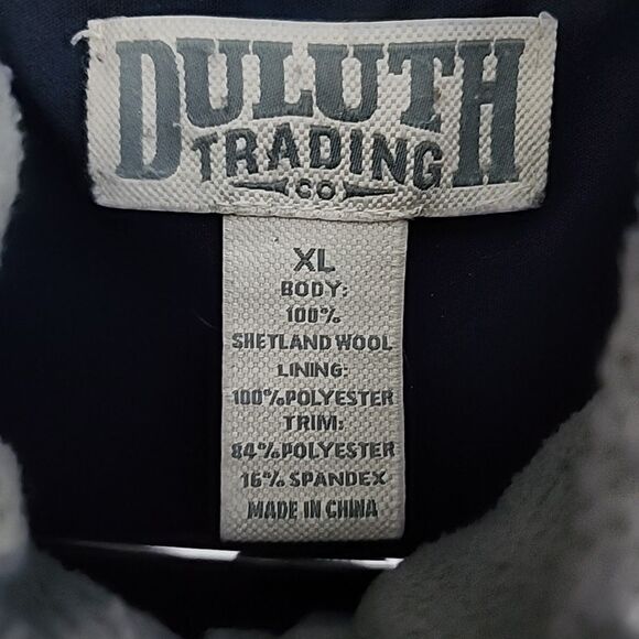 Duluth Trading Mens Windproof Full Zip Sweater Jacket Shetland Wool Navy Size XL - Picture 2 of 8
